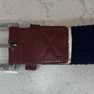 Puma Golf Jackpot Braided Weave Belt Men's 43" Navy With Brown Leather Stretch